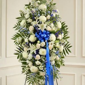 Profound Sympathies Standing Spray - Blue & White