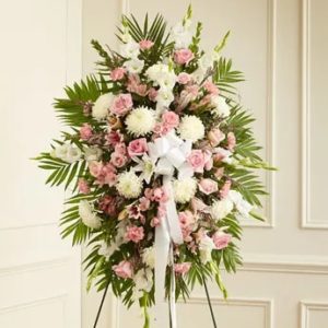 Profound Sympathies Standing Spray - Pink & White