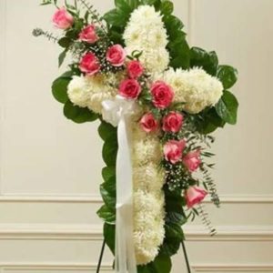 Peace & Love Standing Cross - Pink