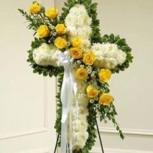 Peace & Love Standing Cross - Yellow