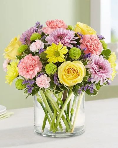 <p>Our pastel bouquet brings fresh-picked spring beauty into every home at Easter. Designed in a glass cylinder vase, these softly-colored blooms are perfect for surprising family & friends or decorating your own table—to make the holiday celebration even more special.</p>