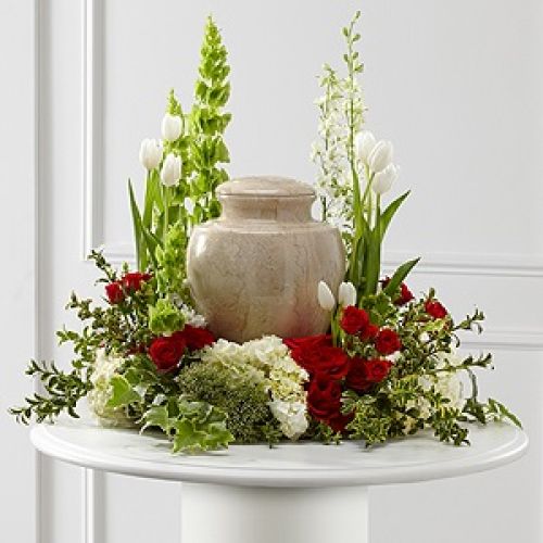 white red sympathy flowers